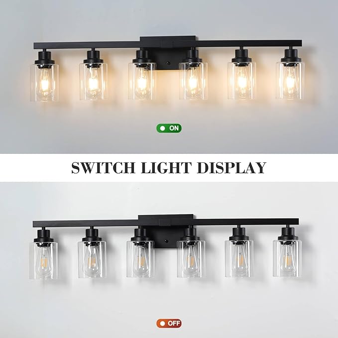 DIKAIDA 6-Light Black Vanity Lights 38'' Modern Bathroom Vanity Lighting