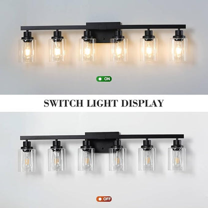 DIKAIDA 6-Light Black Vanity Lights 38'' Modern Bathroom Vanity Lighting