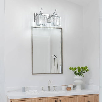 BBLLWJ Modern Bathroom Vanity Light 2-Light Chrome Crystal Light Fixtures Over