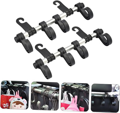 Vaguelly 2pcs Car Headrest Hook Backseat Storage Hanger for Handbags Coats Umbrellas and Material for Vehicle Organization