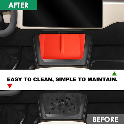 Center Console Wireless Charging Silicone Mat Compatible with Tesla Model X Model S 2023 2022 2021 Accessories Waterproof Cover Interior Pad Non-Slip Mats Phone Tray Upgrade (Red)