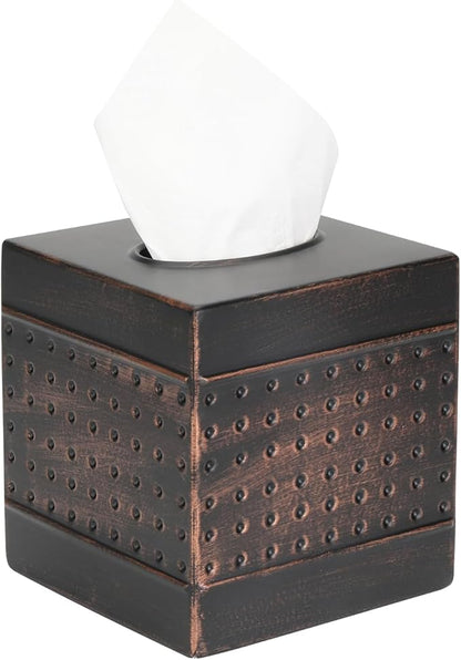 DSNMYO Industrial Style Tissue Box Cover, Tissue Holder, Square Box Covers,for bedrooms, Offices, bathrooms, Living Rooms etc.(Bronze)