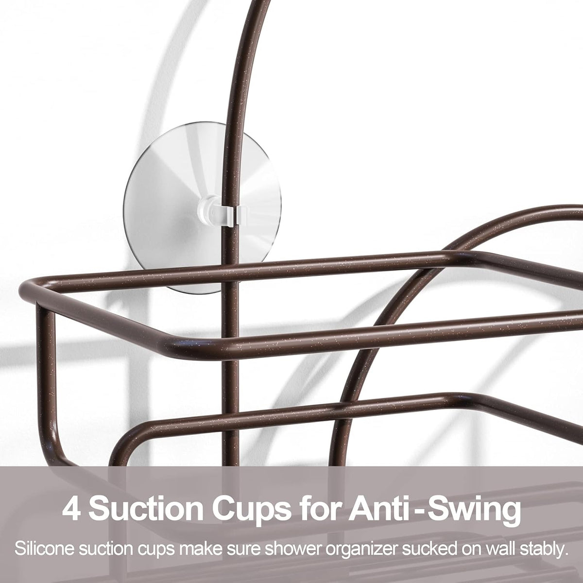 SRIWATANA Shower Caddy Organizer Hanging Over Head, Bathroom Shower Rack Hanger with Hooks for Razors - Bronze