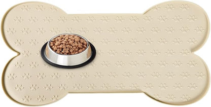 Dog Food Mat Anti-Slip Silicone Bowl Mats for Food and Water, Thicker Pet Placemat Waterproof Cat Feeder Pad with High-Lips Prevent Messy Spills to Floor Suitable for Medium and Small Pet
