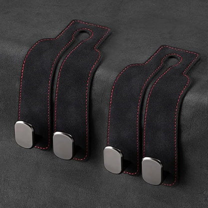Leather Car Hooks, Car Back Seat Hooks, Car Headrest Hooks Universal for Bag Hooks, Ideal for Back Seat Storage﻿ (4pack-black)