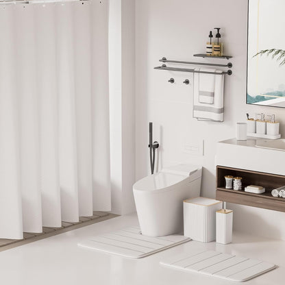 Bathroom Set - 25PC White Bathroom Set with Shower Curtain and Rugs, Bathroom Accessories Set, White Shower Curtain Set with Bathroom Trash Can