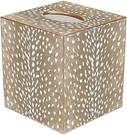 Marye-Kelley Tan Antelope Tissue Box Cover Neutral Decorative Accent Bathroom Décor, Beige
