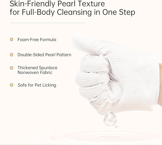 FURVELLO Nourishing Pet Glove Wipes for Dogs & Cats, 4-in-1 Grooming Wipes (Cleaning, Combing, Massaging, Caring), 7 Plant Extracts, Eco-Friendly & Natural, 18PCS (Dog Wipes Cleaning Deodorizing)