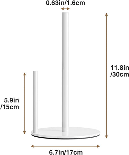 Paper Towel Holder White Kitchen Roll Holder, Paper Towel Holder for Kitchen Roll Organize, Countertop Roll Dispenser with Weighted Base