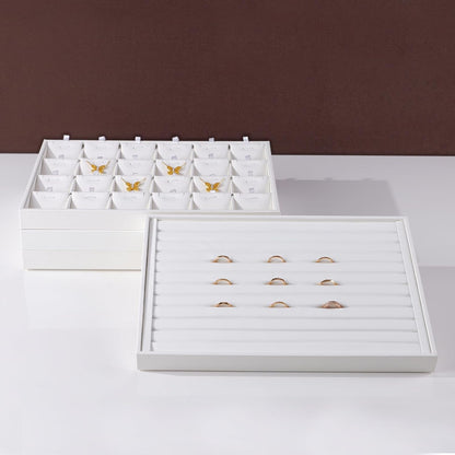 White PU Leather Jewelry Display Tray for Long Chain Pendant Necklace Organizer Display Showcase Jewelry Storage Tray