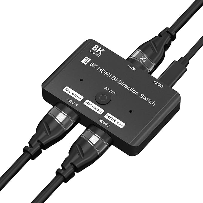 HDMI 2.1 Bi-Directional Switch Ultra HD 8K HDMI Switcher 2 in 1 Out/ 1 in 2 Out