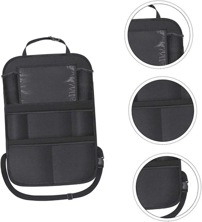 Car Seatback Storage Bag with Tablet Holder, Side Seat Organizer Pouch for, Sturdy Auto Hanging Pocket for Backseat Travel Essentials and Storage