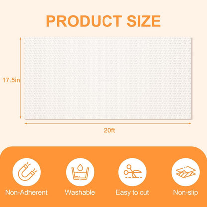 FEXIA Shelf Liner 17.5 Inch x 20 FT Clear Non Slip Waterproof Cabinet and Drawer Liner for Kitchen Cabinet Refrigerator Pantry Closet Durable Non Adhesive