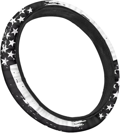 SEANATIVE American Flag Print Universal Steering Wheel Cover, Silicone Steering Wheel Cover, Easy to Disassemble, Non-Slip Soft Steering Wheel Cover