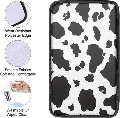 Dreaweet Stylish Cow Print Auto Center Console Pad,Car Armrest Pad Car Armrest Seat Box Cover Protector for Most Vehicle, SUV, Truck, Car