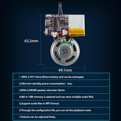 Voice Module, MP3 Music Sound Chips, 16MB Sound Module