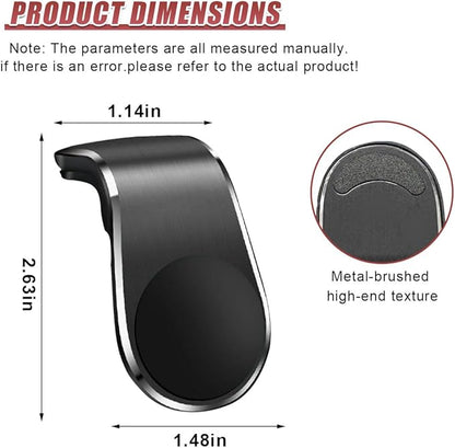 YoRise Magnetic Car Phone Holder, L Type 360° Rotatable Adjustable Car Air Vent Cellphone Mount, No-Hand Clip-On Navigation Bracket, Universal Vehicle Smartphones Stand Accessories (Black)