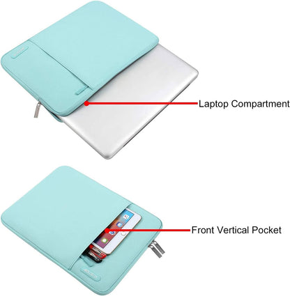 MOSISO Laptop Case 16 inch, 15-15.6 inch Laptop Sleeve Compatible with MacBook Pro 16 M4 M3 M2 M1, HP Acer Dell Lenovo ASUS Notebook, Polyester Vertical Computer Sleeve Bag with Pocket, Mint Blue