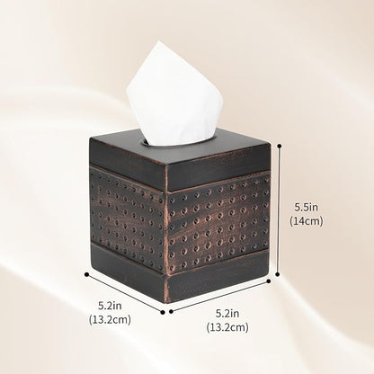 DSNMYO Industrial Style Tissue Box Cover, Tissue Holder, Square Box Covers,for bedrooms, Offices, bathrooms, Living Rooms etc.(Bronze)