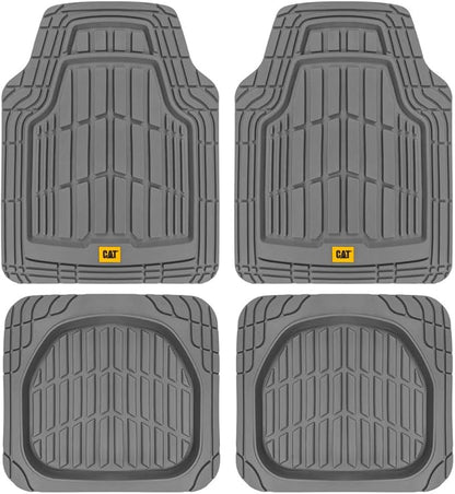 Cat® ToughRide™ Heavy-Duty 4 Piece Rubber All Season Floor Mats for Car Truck Van SUV, Black - Premium Trim to Fit Cars Floor Mat, All Weather Deep Dish Automotive Floor Mats, Total Dirt Protection