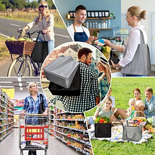 JERIA 24-Pack Reusable Grocery Bags，Large Washable Foldable Shopping Bags，Heavy Duty Tote Bags with Reinforced Handles
