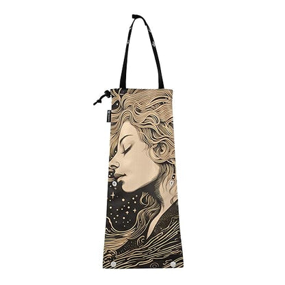 ALAZA Hanging Car Trash Bags Garbage Bag Trash Can for Back Seat Small Portrait Painting Washable Storage Bag Retractable 2 Pack
