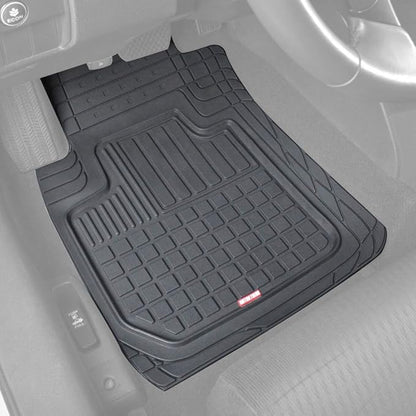 Motor Trend FlexTough Rubber Car Floor Mats with Cargo Trunk Liner, Trim to Fit Performance Plus Heavy Duty Liners for Auto SUV Truck Car Van, Thick & All Weather