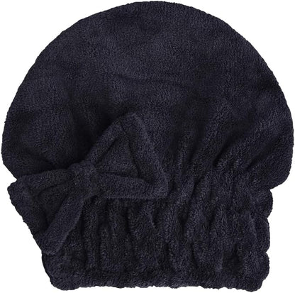 HOPESHINE Microfiber Hair Towel Cap for Women Wet Short or Long Curly Hair Super Absorbent Quick Dry Turbans Anti Frizz Great Gift for Women and Girls (Black+Rose red, 2)
