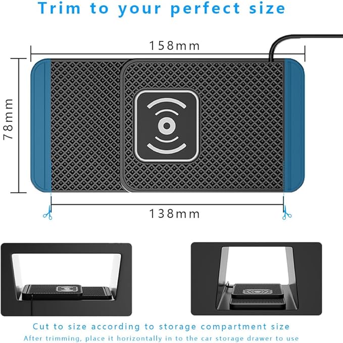 Wireless Charging Pad for Car for Ford Ranger 2000-2011 2019-2025, Non-Slip Type C/USB 20W Fast Phone Charging Pad DIY Trim-to-Fit No Interior Damage,A&USB
