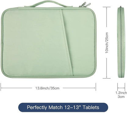 12.9 Inch Tablet Sleeve Bag for 2025 2024 iPad Pro M5 M4/iPad Air M2 13"/Pro 12.9",Samsung Galaxy Tab S9+Plus,S8+,S7+ Plus,S7 FE 12.4"Carrying Case,Surface Pro 11 Snapdragon,10,9,8,X,7+,7,6 Bag-Green