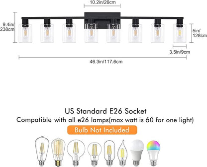 8 Light Bathroom Vanity Light, Matte Black Bathroom Vanity Lights Over Mirror