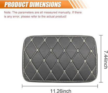 Leather Center Console Cover for Cars, Waterproof Arm Rest Box Protective Cover Car Center Console Cushion Pad, Universal Middle Console Armrest Pad Cover for Most Vehicles (Black/Beige)