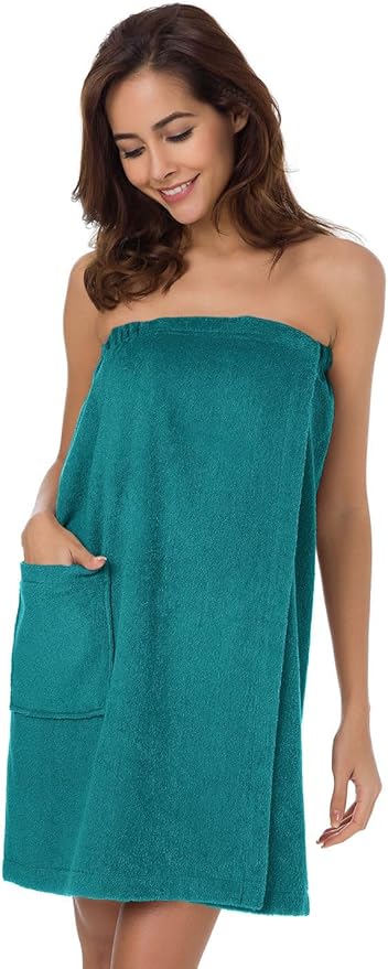 SIORO Women Bath Towel Wrap Robe, Soft Cotton Terry Spa Cloth, Plush Adjustable Closure for Shower, Travel, Pool, Gym