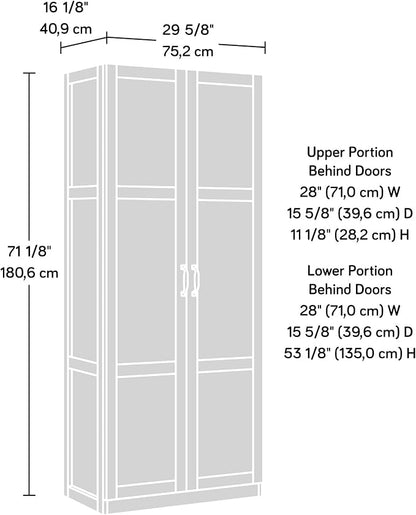 Sauder Tall Storage Cabinet, 4 Adjustable Shelves