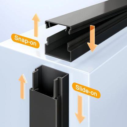 Cable Hider, 157in Delamu Cord Hider Wall for Wall Mounted TV, Wire Hider Kit, Paintable Cable Concealer Raceway Management for Home & Office, 10XL15.7 W0.95 H0.55in, Black