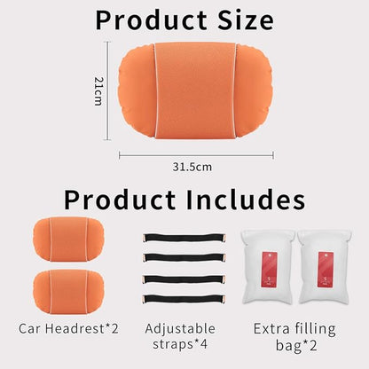 2 Pcs Car Headrest Neck Pillow for Driving,Premium Skin-Feeling Napa Leather Soft and Comfortable Headrest,Two Gears of Height Adjustment Car Seat Headrest Pillow Car Interior Accessories