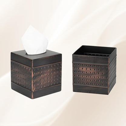 DSNMYO Industrial Style Tissue Box Cover, Tissue Holder, Square Box Covers,for bedrooms, Offices, bathrooms, Living Rooms etc.(Bronze)