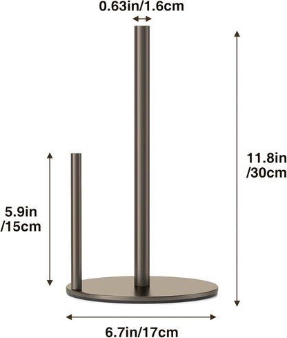 Bronze Kitchen Paper Holder, Oil Rubbed Bronze Paper Towel Holder, Kitchen Roll Organizer, Countertop Roll Dispenser with Weighted Base