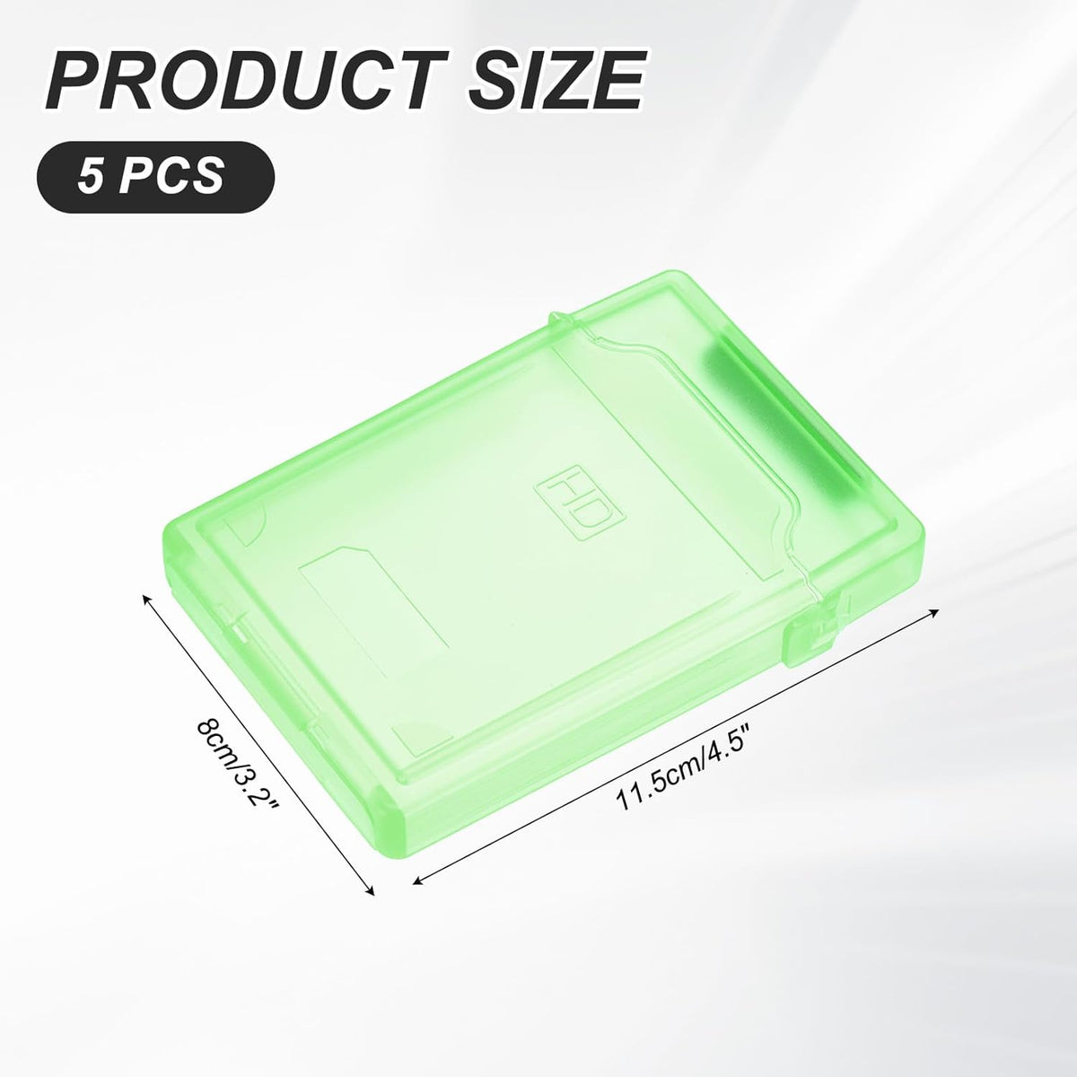 PATIKIL 4.5" x 3.2" Hard Drive Disk Case, 5Pcs Plastic Hard Disk Storage Box Portable Anti-Static Case for 2.5" External SSD HDD, Green