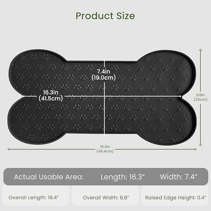 PWTAA Dog Food Mat Anti-Slip Silicone Dog Bowl Mat Thicker Pet Placemat Waterproof Cat Feeder Pad with Raised Edge Puppy Kitten Feeding Mats Suitable Small Medium-Sized Dogs Cats Eating Tray