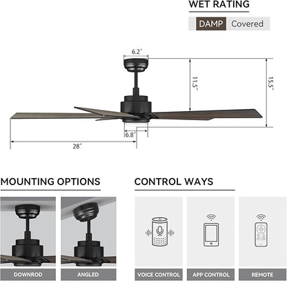 SMAAIR Smart Ceiling Fan with Light, 56inch Indoor and Outdoor ceiling fan with