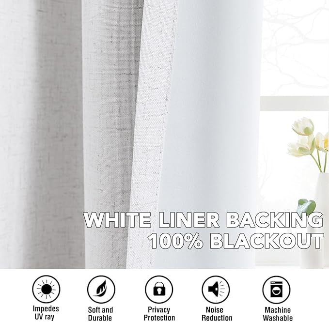 H.VERSAILTEX Linen Curtains 100% Blackout Curtains