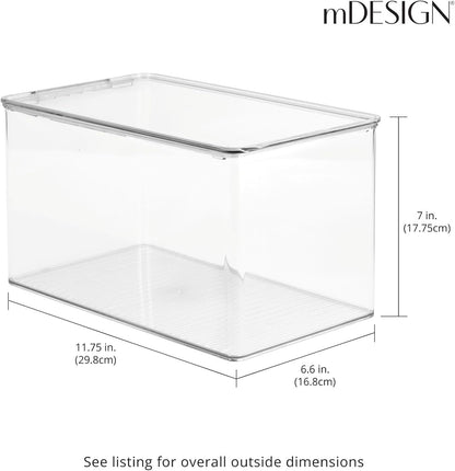 mDesign Plastic Stackable Toy Storage Bin Container Box, Hinge Lid for Organizing Living Room, Play Room, Bedroom, Nursery, Hold Blocks, Puzzles, Books, Lumiere Collection, Clear