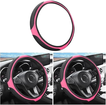 LoyaForba Car Steering Wheel Cover, Universal 14.5-15 Inch, Soft Anti-Slip Neoprene Protector for Steering Wheel, Breathable Odorless and Elastic Stretch, Car Accessory for SUV, Van, Truck (Pink)