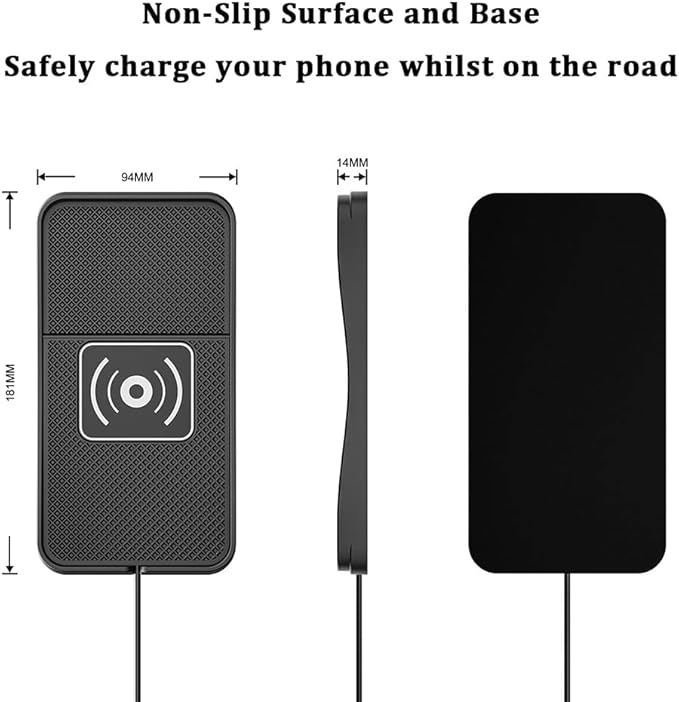 Car Wireless Charger Pad for GMC Terrain 2010-2026, Type-C/USB 20W Fast Wireless Car Charger Pad Non-Slip Cordless Charging Mat,A-30cm Cable Type-C Plug