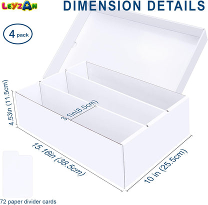 Trading Card Storage Box 4 Pack–2400 Count Cardboard Organizer with Dividers for MTG, TCG, Sports, Toploader, Commander