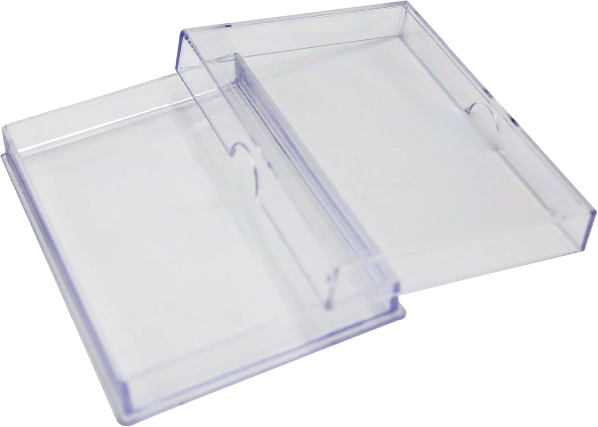 20 Pack Clear Acrylic Card Storage Boxes with Lids – 3 1/2" L x 2 1/2" W x 1/2" H Baseball Card Storage Box, Sports Card Boxes and Magic Card Storage Box – Made in USA