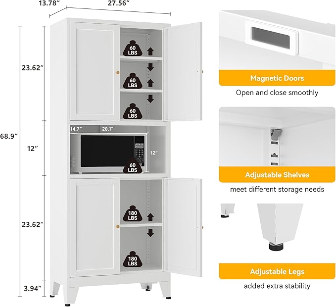 Metal Pantry Storage Cabinet, Microwave Stand