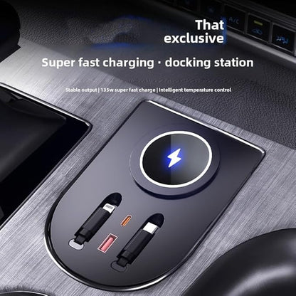 USB Hub Car Wireless Charger Mount for 2021 2022 2023 2024 2025 Toyota Sienna accessories, Mobile phone charger，45W Fast Charging Center Console Dash (Model B)
