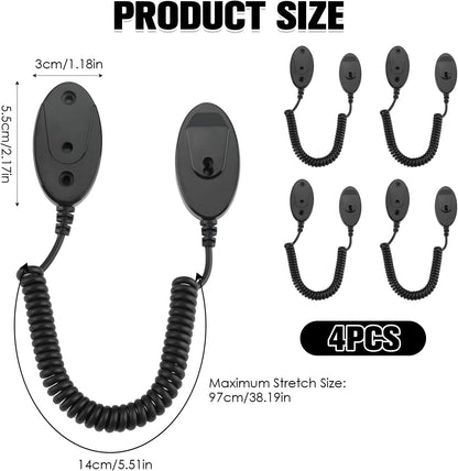 Magnetic Remote Leash Control Holder with Security Cable, Retractable Tidy Anti-lost Rope Organizer Easy Installation Stable Suitable for Projector TV Fan and Air Conditioner Remotes (4Pcs Black, S)